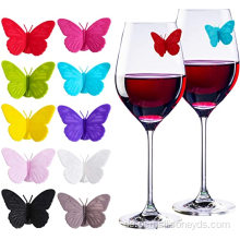 Weinglasmarkierungen Schmetterlings-Tags mit magnetischem Silikon